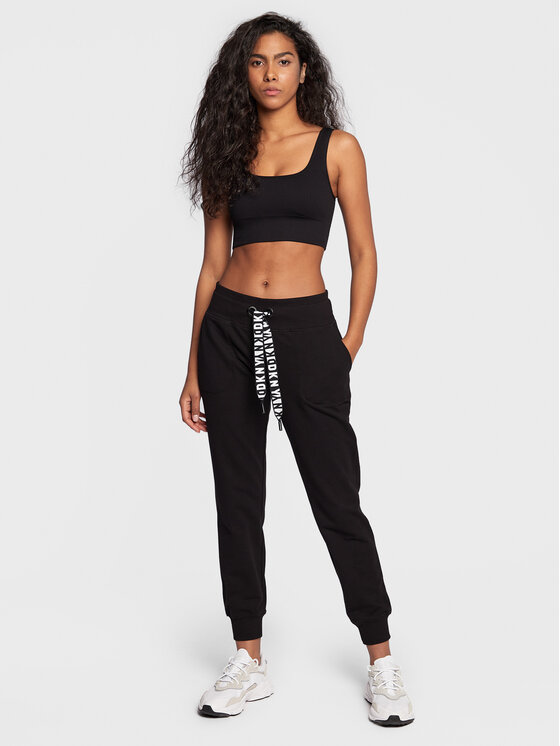 Buy DKNY Women Black Two-Tone Logo Drawcord Joggers for Women